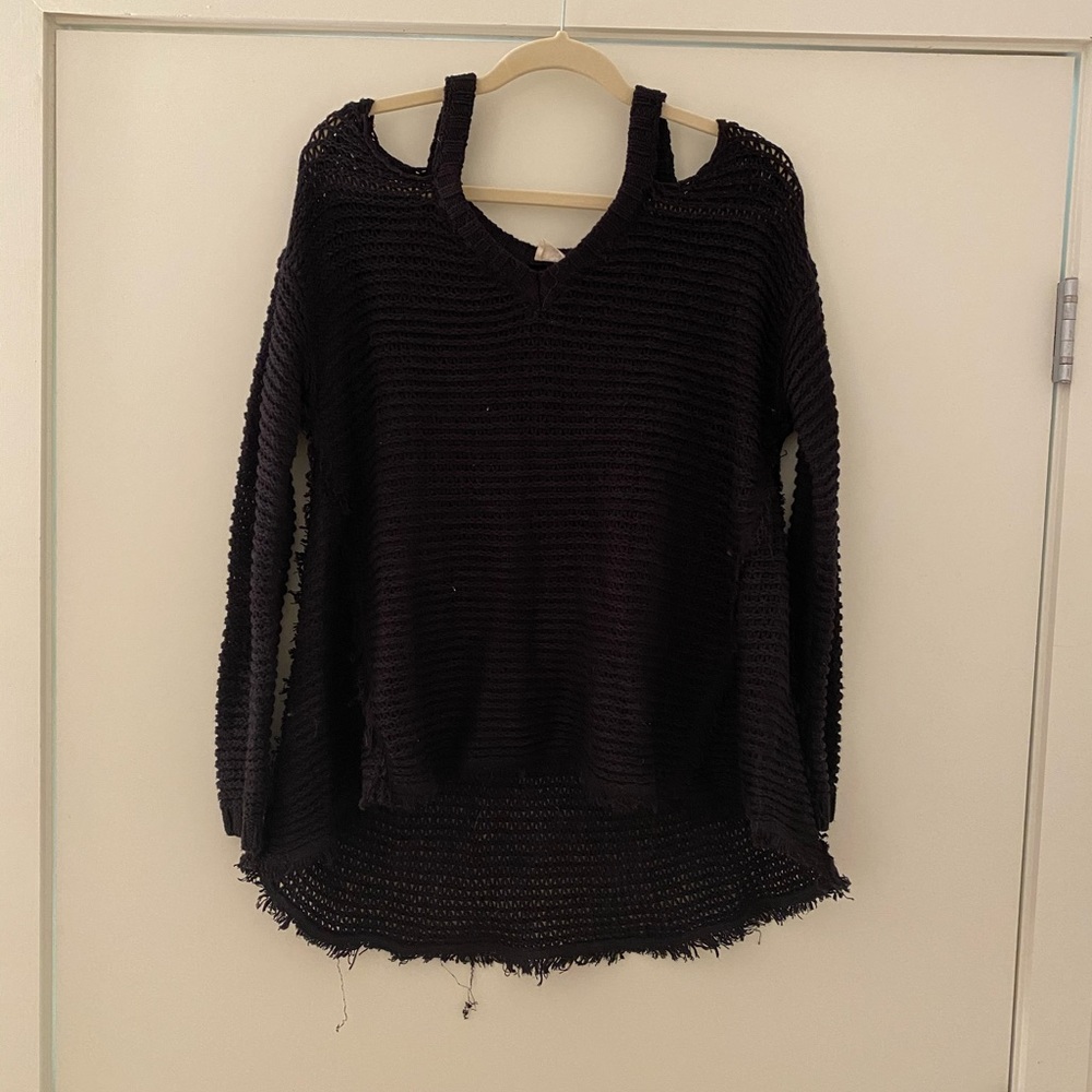 Black oversized sweater with shoulder cut outs